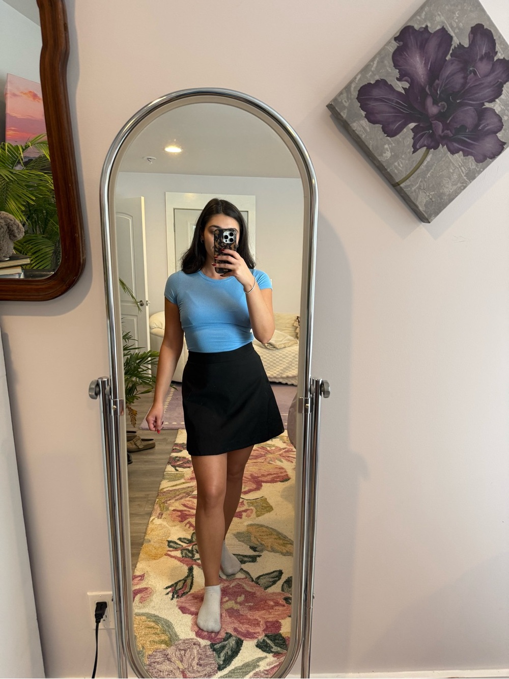 Express Black A-Line Mini Skirt